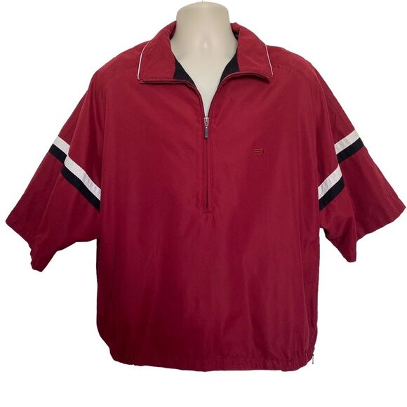 Dockers Golf Stain Defender 1/2 Zip Windbreaker Wind Water Resistant Lined Red L - Picture 1 of 10